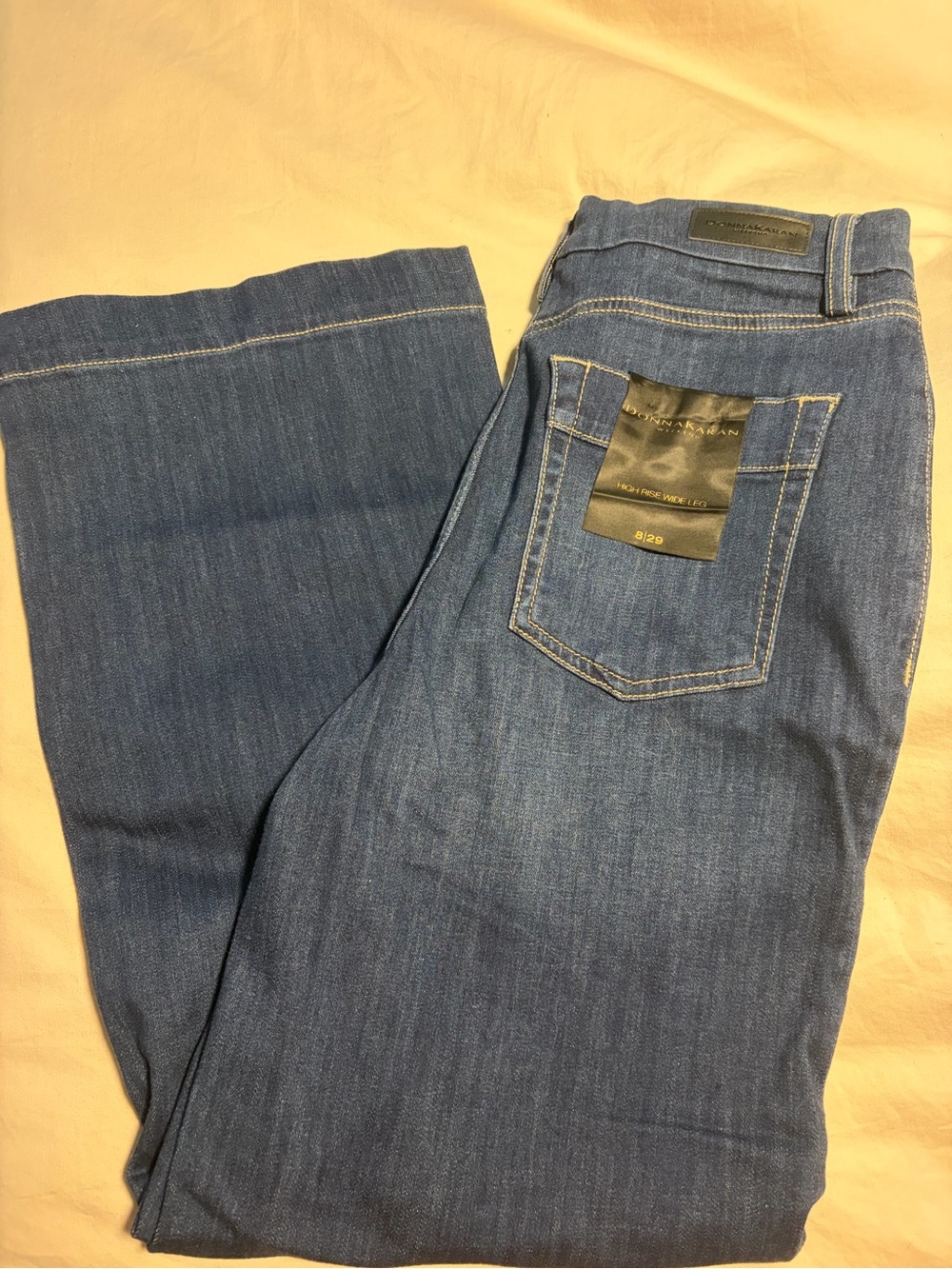Donna Karan Hire Rise Wide Leg Denim Jeans